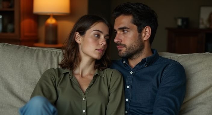 Een vrouw en man zitten intiem op een bank en converseren. Een vrouw en man zitten intiem op een bank en converseren over BDSM sexcontact Drenthe.