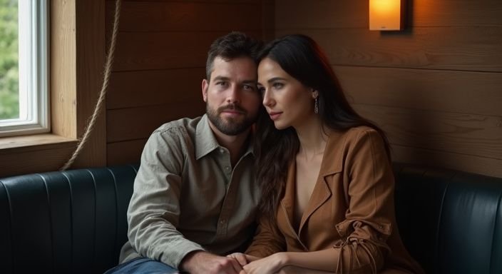 Een stel zit intiem en ontspannen in een privéclub. Een stel zit intiem en ontspannen in een privéclub.