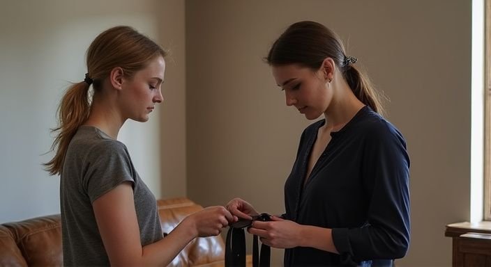 Een koppel bereidt BDSM-gerei voor in hun gezellige woonkamer. Een koppel bereidt BDSM-gerei voor in hun gezellige woonkamer.