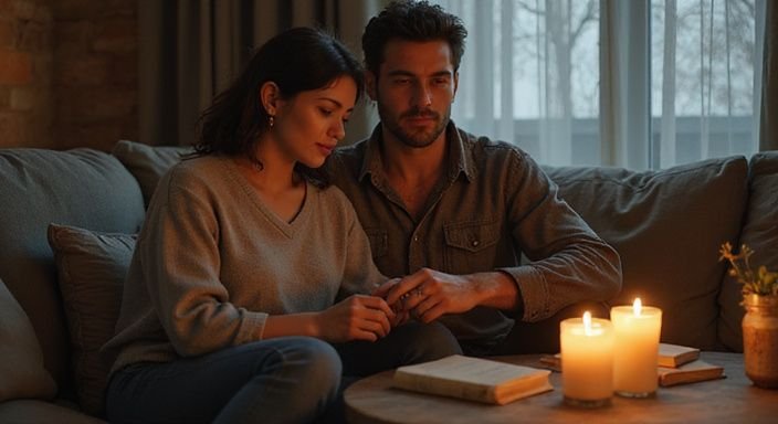 Een vrouw en man delen een intiem moment op een bank. Een vrouw en man delen een intiem moment op een bank tijdens hun BDSM Sexcontact in Limburg.