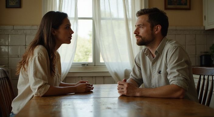 Een man en vrouw bespreken veilig BDSM in een huiselijke sfeer. Een man en vrouw bespreken veilig BDSM in een huiselijke sfeer.