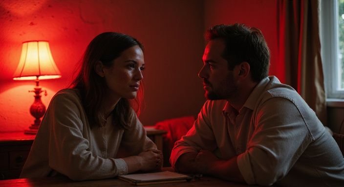 Een man en vrouw bespreken BDSM sexcontact in Noord-Holland aan tafel.