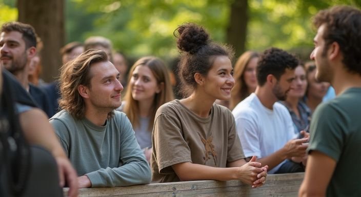 Een diverse groep volwassenen verzameld op een BDSM-evenement in Zuid-Holland. Een diverse groep volwassenen verzameld op een BDSM-evenement in Zuid-Holland.