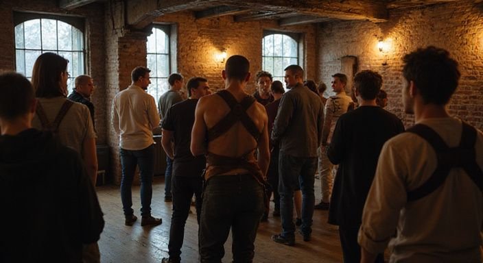 Een levendige bijeenkomst in een underground club met authentieke interacties. Een levendige bijeenkomst in een underground club met authentieke interacties.