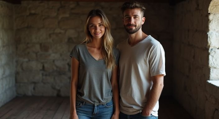 Een man en vrouw staan ontspannen in een BDSM-ruimte. Een man en vrouw staan ontspannen in een BDSM-ruimte en willen kinky dating.