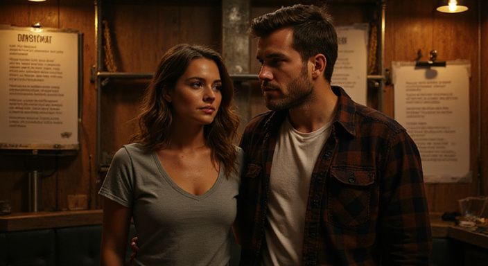 Een stel verkent nieuwsgierig een BDSM-club, omringd door speelmateriaal. Een stel verkent nieuwsgierig een BDSM-club, omringd door speelmateriaal.