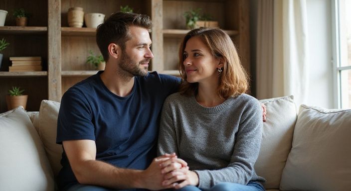 Een stel in gesprek over grenzen en wensen op een bank.