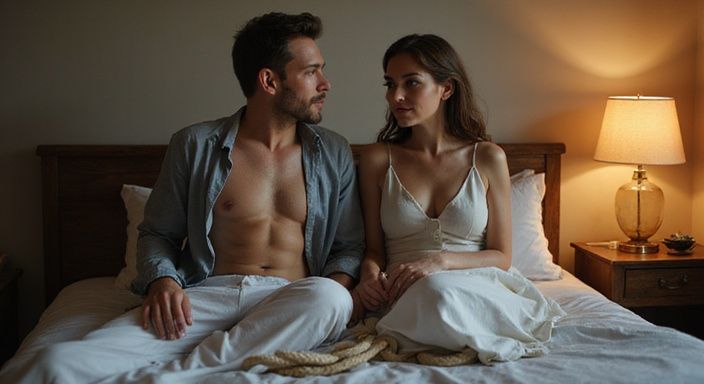 Een stel bespreekt grenzen en toestemming op een bed