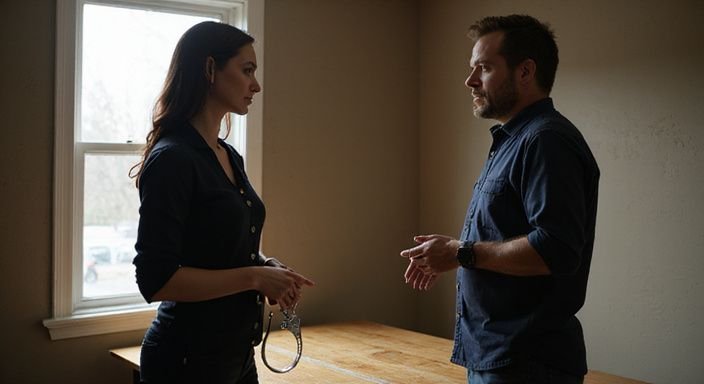 Een vrouw in uniform toont autoriteit en respect in gesprek over wat is femdom?