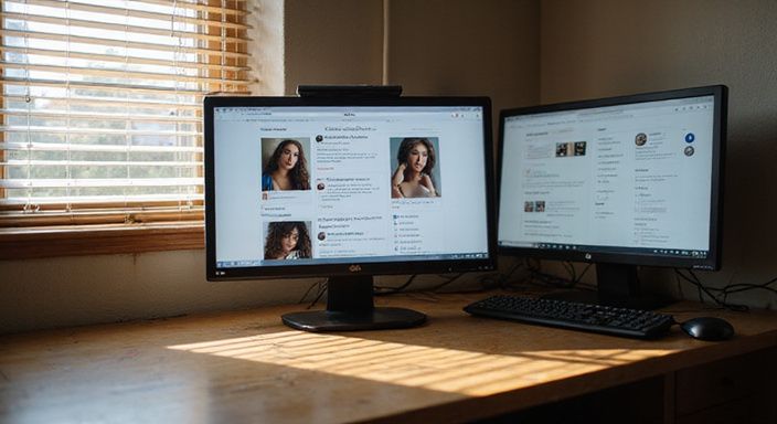 Een kantoor met een computer die BDSM sexcontact Eindhoven toont.