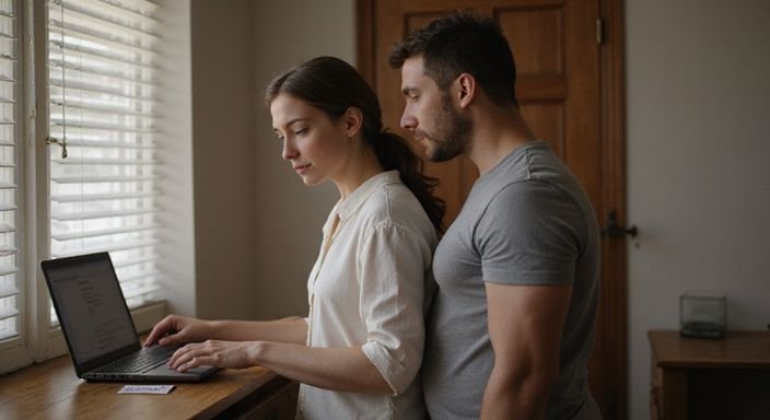 Een koppel bereidt zich voor op een privé webcamsessie
