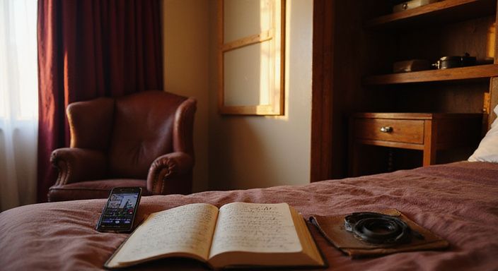 Een gezellige slaapkamer met persoonlijke accenten en moderne technologie. Een gezellige slaapkamer met persoonlijke accenten en moderne technologie.