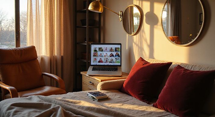 Stijlvolle slaapkamer met luxe meubels en moderne technologie. Stijlvolle slaapkamer met luxe meubels en moderne technologie.